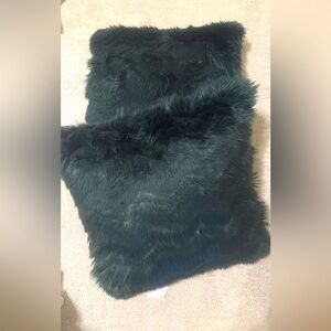 Anthropologie pillows (2)—20x20 deep teal faux fur